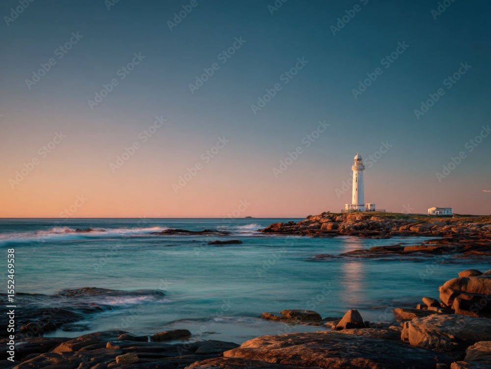 Fototapeta premium A Third Tranquil Sunset At A Lighthouse With Pastel Colors