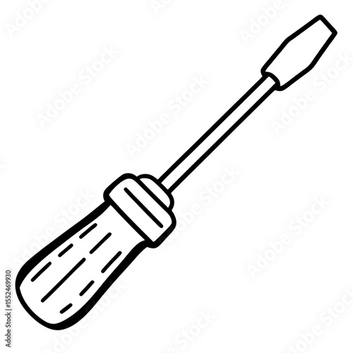 Screwdriver line art vector ion on white background.