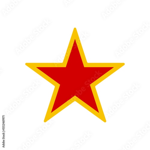 Communist red star icon isolated on white background, Golden red star, champion and winner sign template
