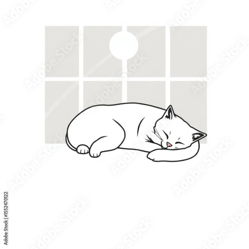 A cat sleeping peacefully on a sunlit windowsill