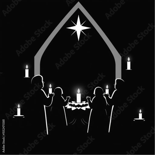 A carol service by candlelight on Christmas Eve