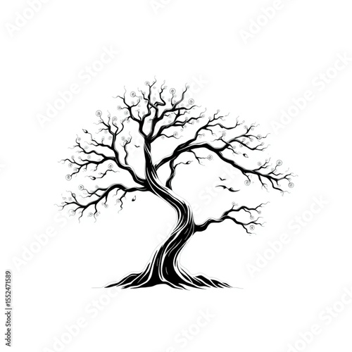 A bent tree shaped by ocean winds
