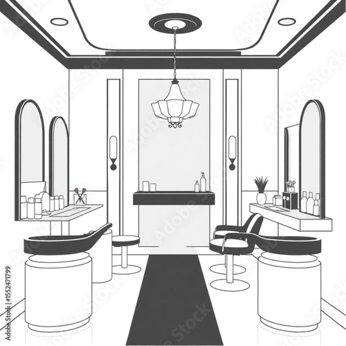 A beauty salon with elegant Art Deco styling