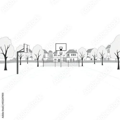 A basketball court in the neighbourhood community ...