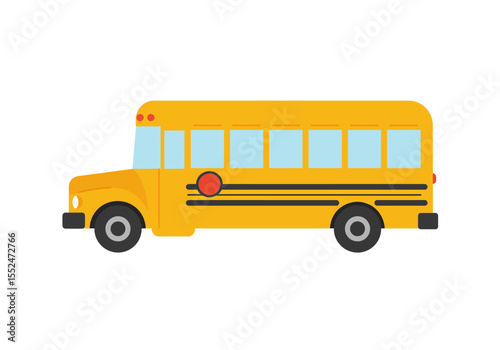 A side view of a cartoon yellow school bus