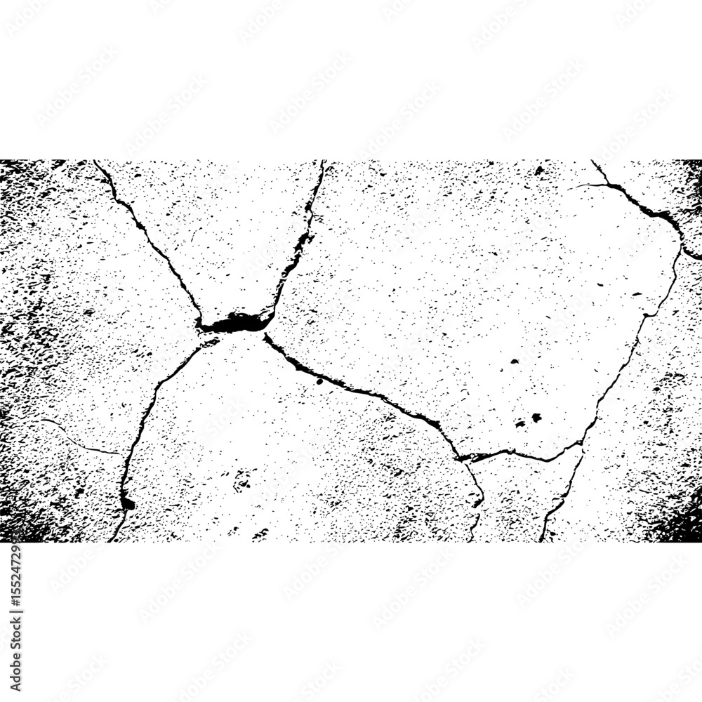 Cracked surface texture grunge vector background damaged wall concrete asphalt crack overlay pattern design element