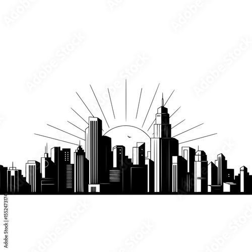 Cityscape skyline silhouette vector illustration with urban buildings architecture and cityscape background