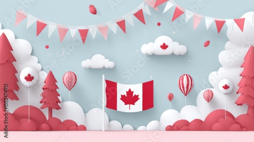 Flat background for canada day celebration 