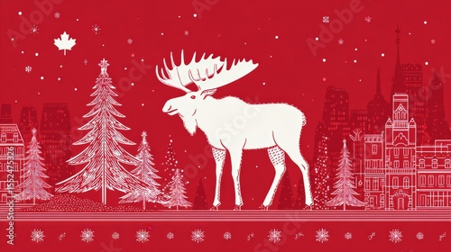 Holiday card for Canada Day on a red background