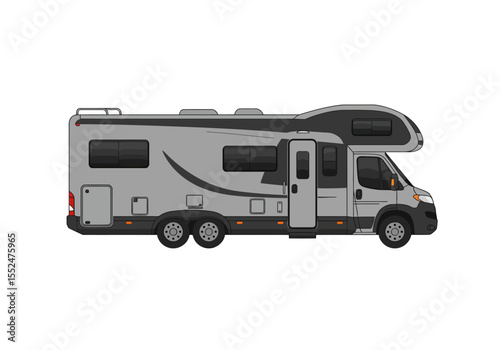 Gray RV camper vehicle side view