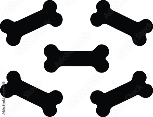 Dog Bone vector, Dog bone silhouette set, Dog bone icon design