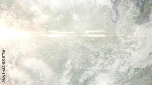Earth zoom in from space and focus on Lee's Summit, Missouri, USA. Background for travel intro or blog. Satellite view. 3D style Animation. Images from NASA.