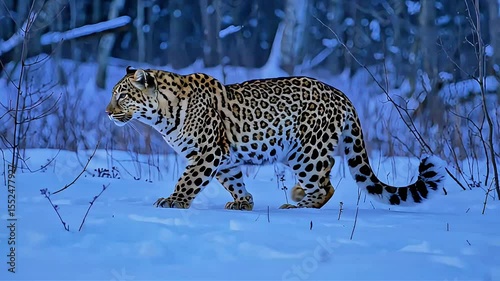 Snow Leopard walking along a rocky ledge