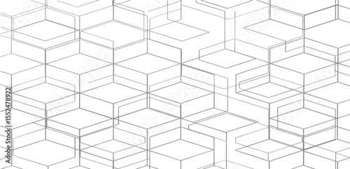 Vector seamless cubic hexagon pattern. Modern stylish thin linear texture.