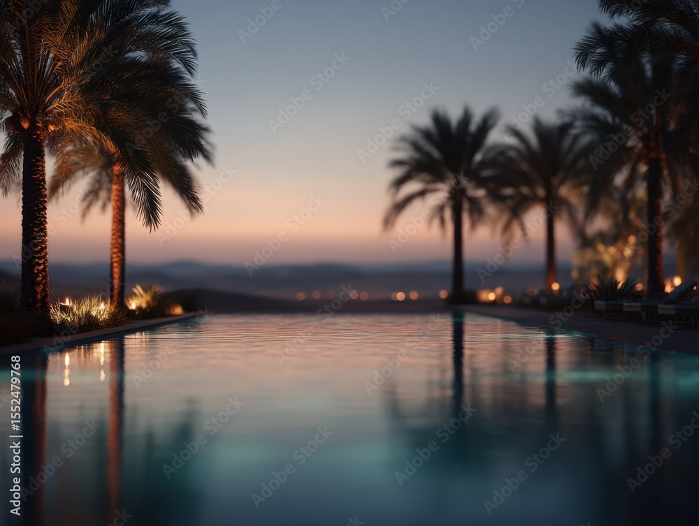 Obraz premium An Enigmatic Desert Oasis as Evening Falls