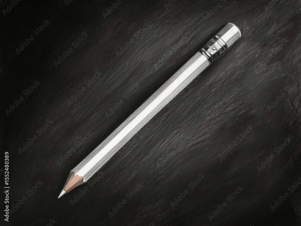 Naklejka premium Single white pencil on a dark surface