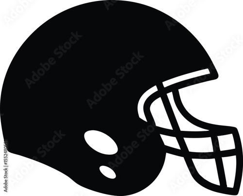 American football helmet silhouette vector, football helmet flat icon, Helmets black Clip art on white background