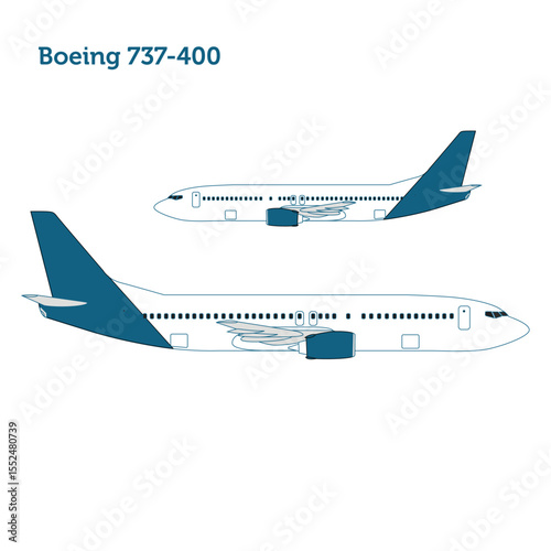 Side Profile of Boeing 737-400 Jetliner Aircraft Used for Domestic and International Commercial Airline Services