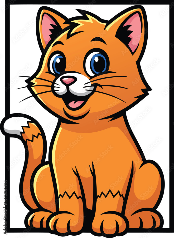 Obraz premium Playful Orange Cat Peeking With Paw Vector