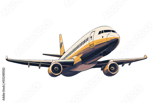 Stylized Retro-Inspired Vector Airplane Illustration with Warm Orange and Red Gradient Color Palette