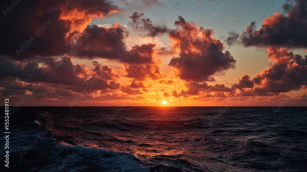 An Immense And Dramatic Sunset Over The Open Ocean An Immense And Dramatic Sunset Over The Open Ocean