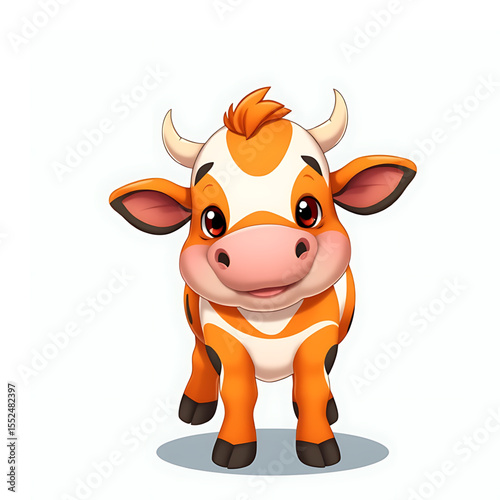 Cute Cartoon Cow with Clownfish Pattern – Vector Style Animal Illustration