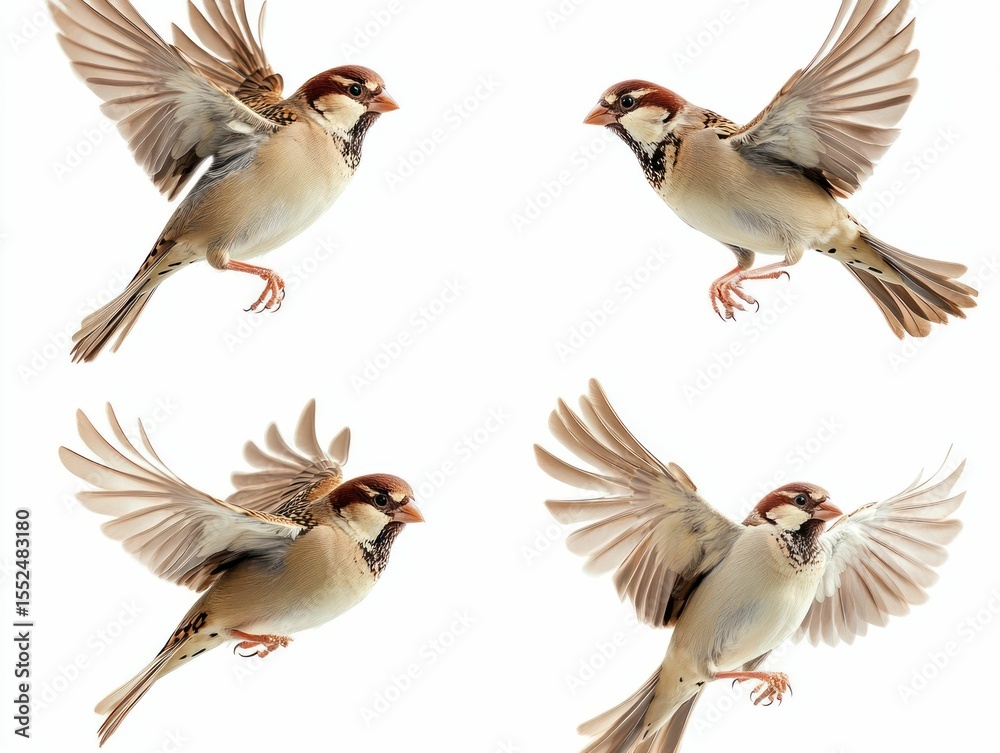 Obraz premium Sparrows in flight