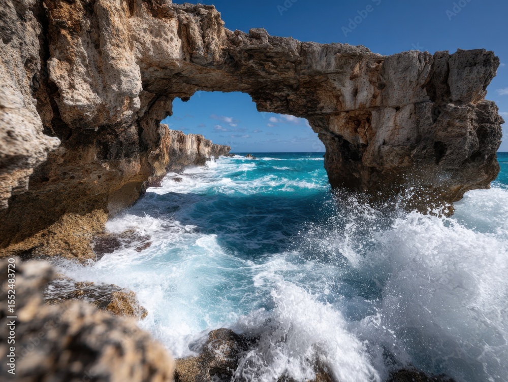 Obraz premium Crashing Waves At A Dramatic Rock Arch
