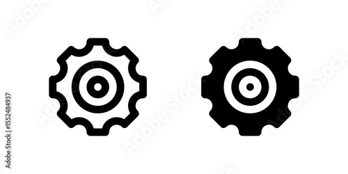 Gear icon set representing mechanical system or settings commonly used in industry or automation.