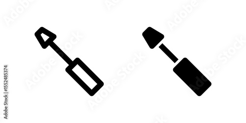 Screwdriver icon set used to represent fastening or repair tools in mechanical and electrical work.