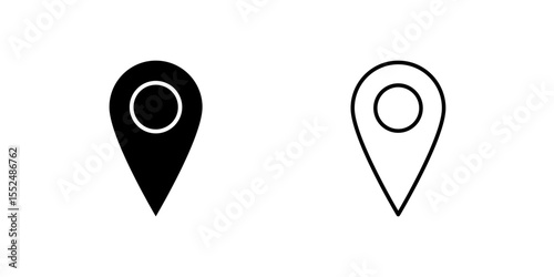 Map pin icon set used for location tagging and navigation systems.