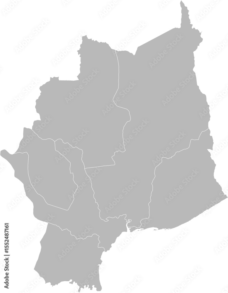 Fototapeta premium Cocle, Panama – administrative vector map with district boundaries (Web Mercator projection, PPT-compatible & fully editable)