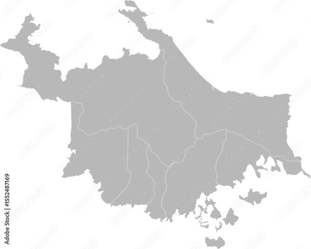 Obraz premium Ngabe-Bugle, Panama – administrative vector map with district boundaries (Web Mercator projection, PPT-compatible & fully editable)