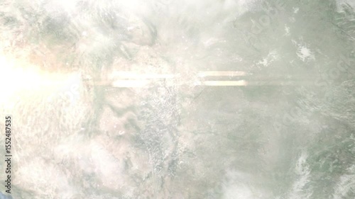 Earth zoom in from space and focus on Longmont, Colorado, USA. Background for travel intro or blog. Satellite view. 3D style Animation. Images from NASA.