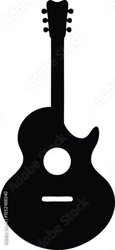 Guitar icon, Acoustic guitar silhouette, guitar outline, silhouette vector