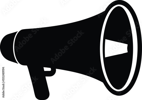 Black and white megaphone silhouette, Hand megaphone icon silhouette vector illustration