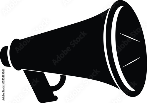 Black and white megaphone silhouette, Hand megaphone icon silhouette vector illustration