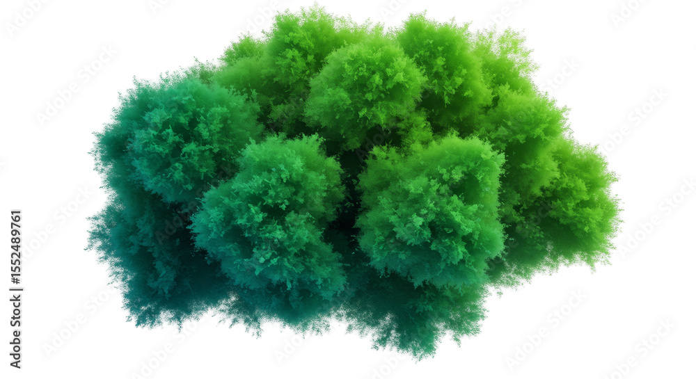 Fototapeta premium 3D Rendering Green Foliage Trees Transparent Background, Natural Flora Bush