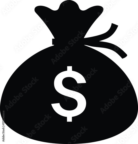 Money Bag Silhouette Vector, Money Bag Clipart, Money bag icon vector design