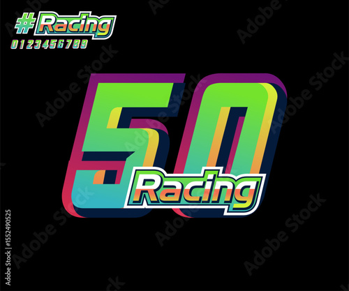racing numbers with 3d effect, racing numbers no 50