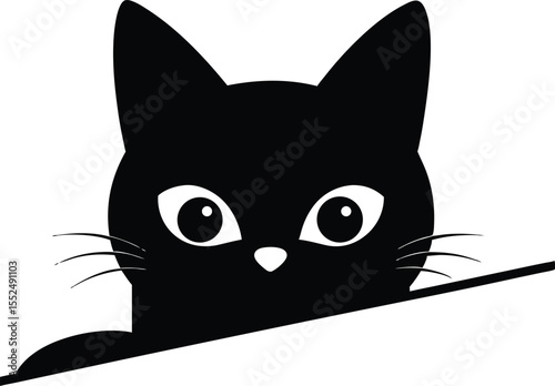A black cat peeking vector animal silhouette, Black Cat Peeking vector design