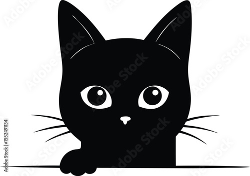 A black cat peeking vector animal silhouette, Black Cat Peeking vector design