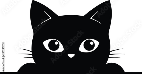 A black cat peeking vector animal silhouette, Black Cat Peeking vector design
