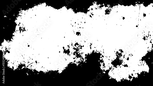 Grunge Border Texture with Abstract Splatter and Distressed Edges in Black and White