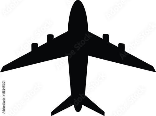 Airplane shadow, Airplane icon silhouette vector design
