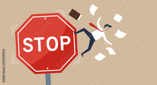 Overwhelmed Businessman Stop and Prevent Burnout