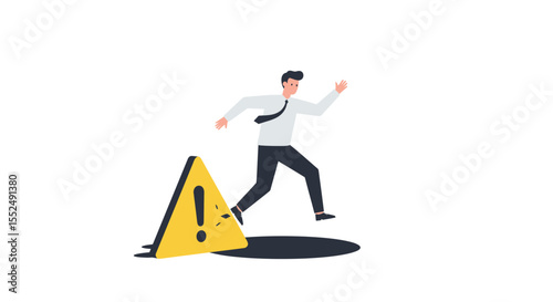 Businessman Avoiding Pitfall Risk Management and Crisis Prevention