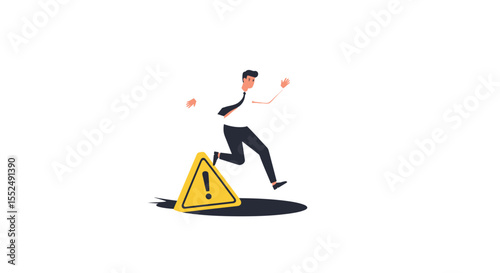 Businessman Avoiding Pitfall Risk Management and Prevention