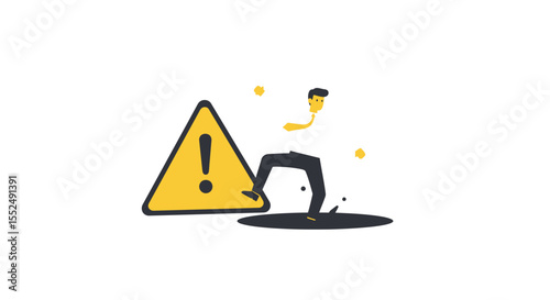 Businessman Avoiding Pitfall Cautionary Illustration of Risk Management
