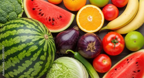 A Vibrant Assortment of Fresh Fruits and Healthy Vegetables Ready for Consumption